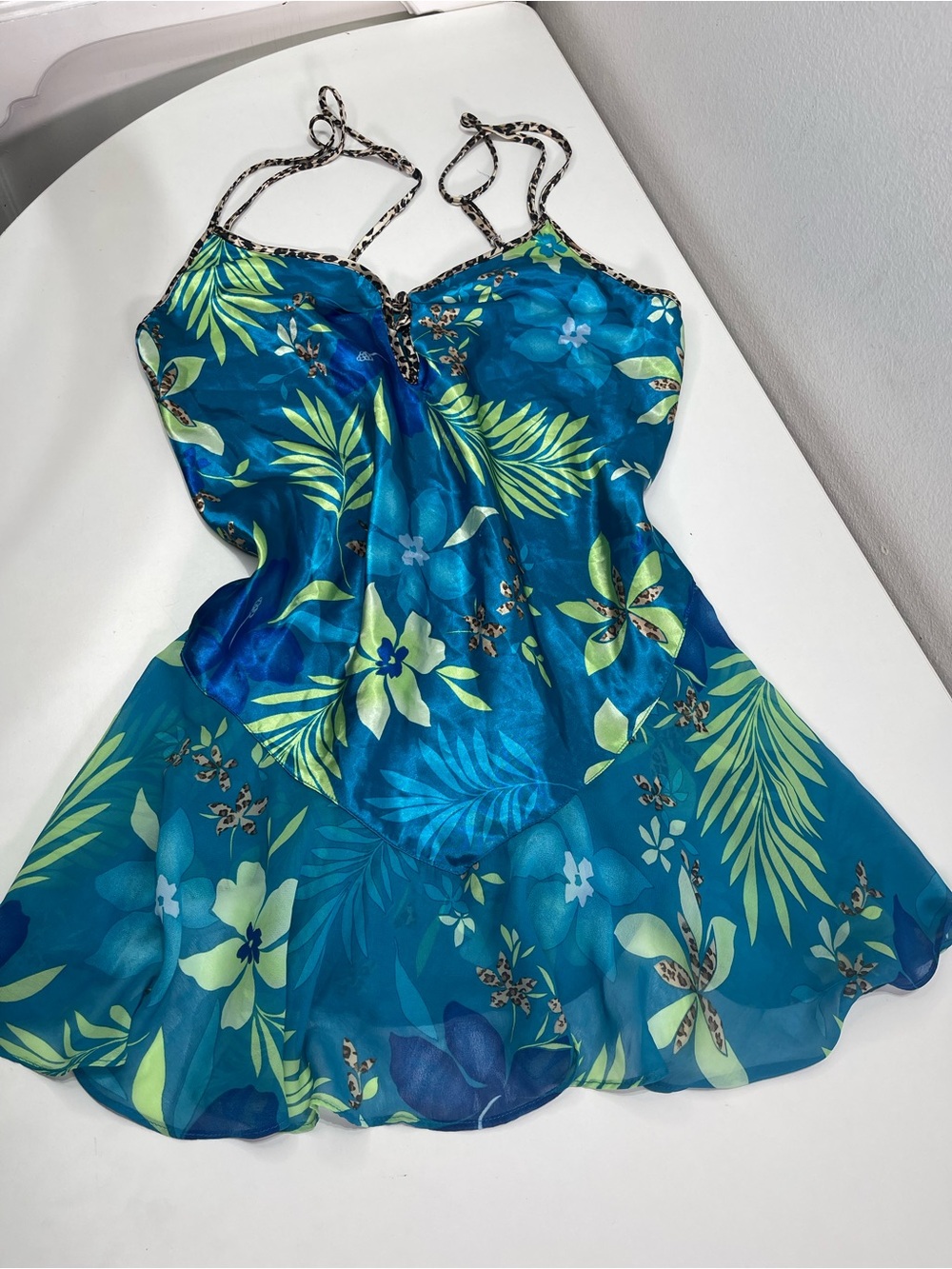 Secret Treasures Tropical Leopard Print Chemise Nightie Women's M8/10 Vacation